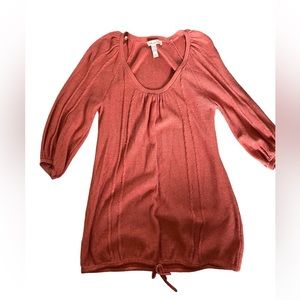 Rust color three quarter length blouse with piping design